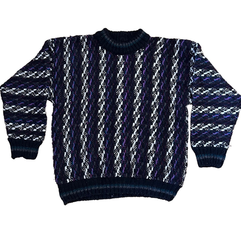 Vintage 90s Black and Purple Wool Sweater